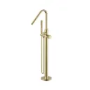 STRIA BADMENGKRAAN - VRIJSTAAND - THERMOSTATISCH - MET HANDDOUCHE EN DOUCHESLANG - KNOPPEN MET RIBBELSTRUCTUUR - BELGAQUA - GEBORSTELD GOUD (PVD)