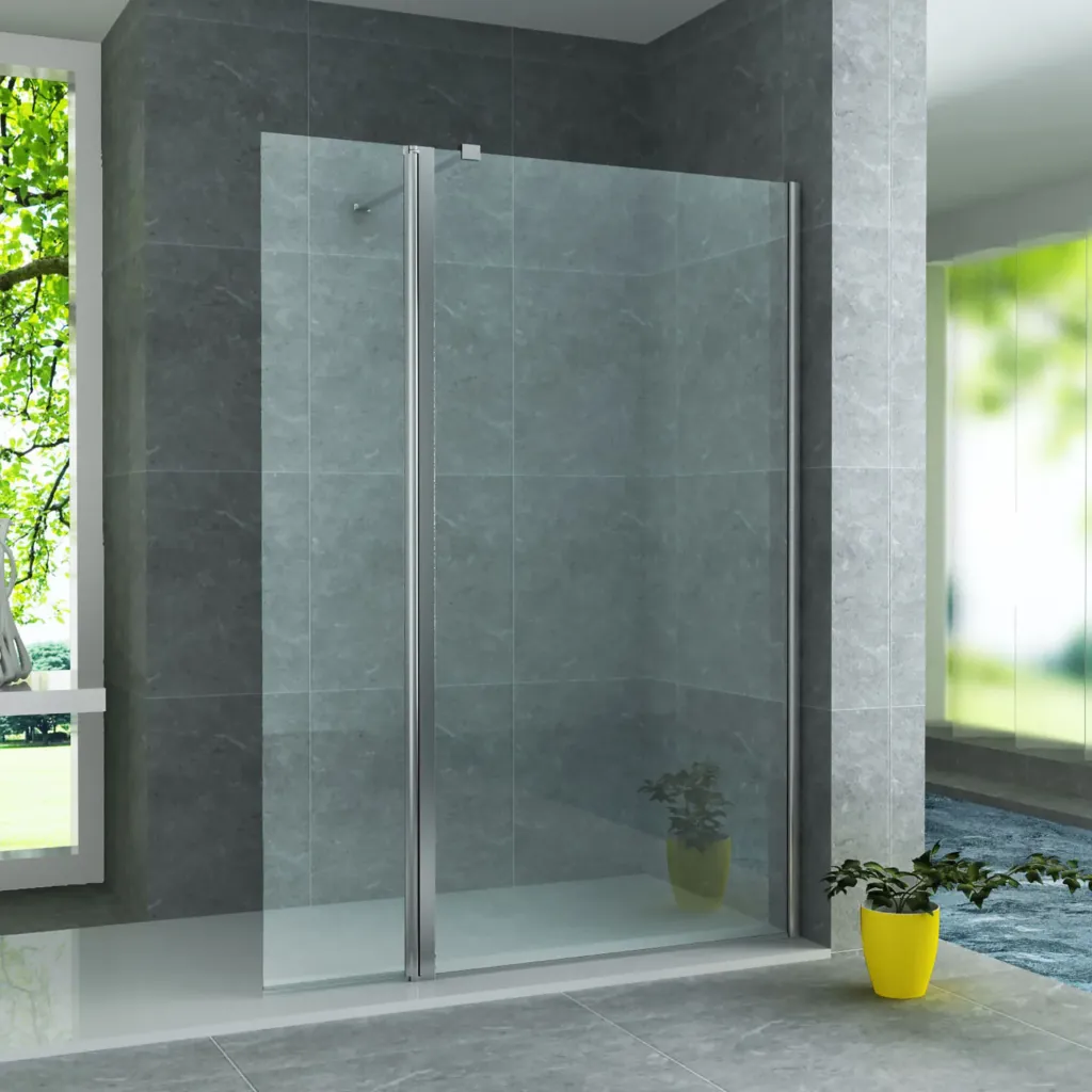 [AP030] ALONI ZIJWAND INLOOPDOUCHE - DRAAIBAAR - 300X2000MM - CHROOM - HELDER GLAS