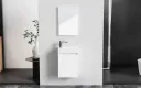 ALONI ZYRO TOILETMEUBELSET - COMPLEET - ONDERKAST MET 1 DEUR - GREEPLOOS - SOFT CLOSE - OMKEERBAAR - SPIEGEL - FONTEIN - 40,5X22,5 CM - GLANZEND WIT