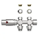 BELRAD RADIATORKRAAN - THERMOSTATISCH - MIDDENAANSLUITING - MUUR-EN VLOERAANSLUITING - GEBORSTELD RVS