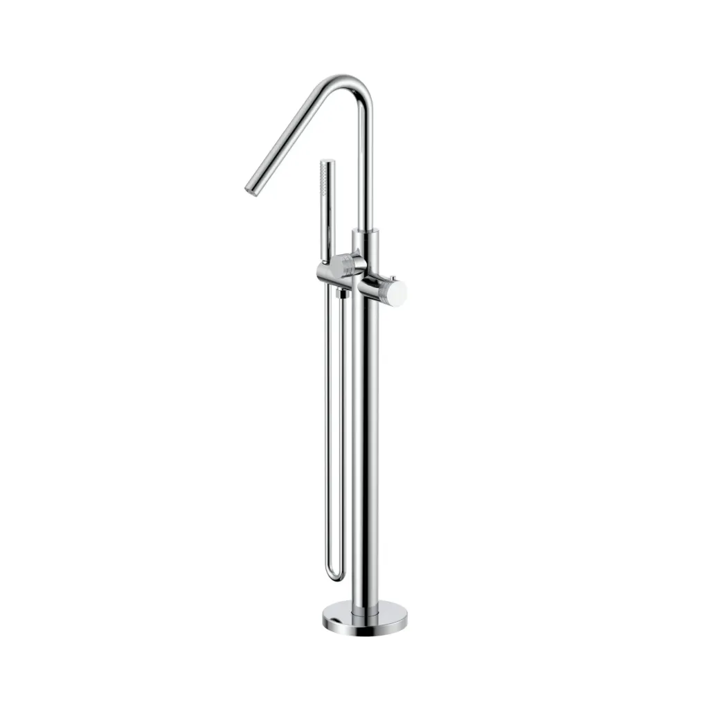[PRM4675-C] STRIA BADMENGKRAAN - VRIJSTAAND - THERMOSTATISCH - MET HANDDOUCHE EN DOUCHESLANG - KNOPPEN MET RIBBELSTRUCTUUR - BELGAQUA - CHROOM