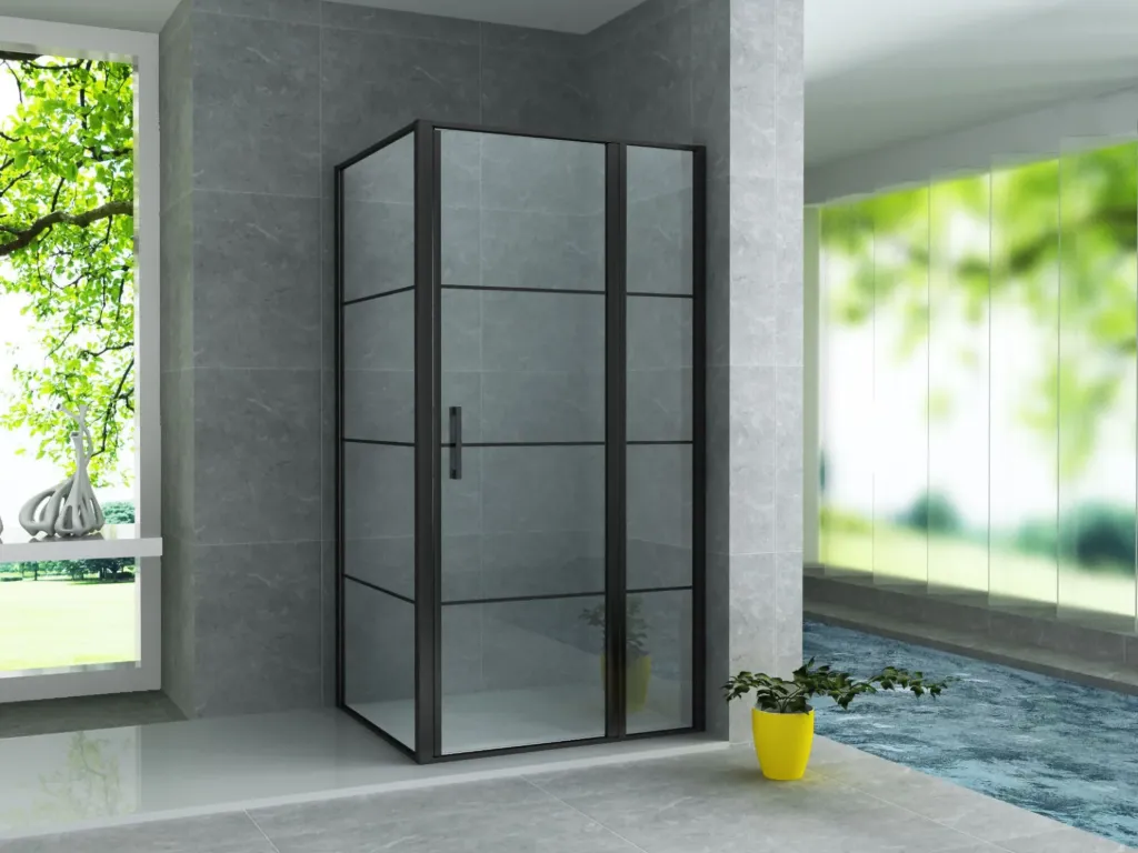ALONI DOUCHEWAND - DRAAIDEUR EN ZIJWAND - 800X1200X2000MM - MAT ZWART - HELDER GLAS