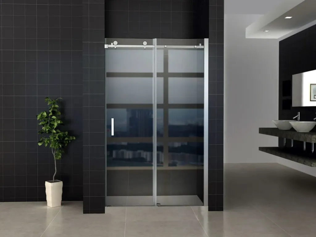 [CR-045C14] ALONI SCHUIFDEUR VOOR NIS - 1400X2000MM - CHROOM - HELDER GLAS