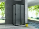 ALONI DOUCHECABINE - HOEKINSTAP MET 2 SCHUIFDEUREN - 800X1950MM - MAT ZWART - HELDER GLAS