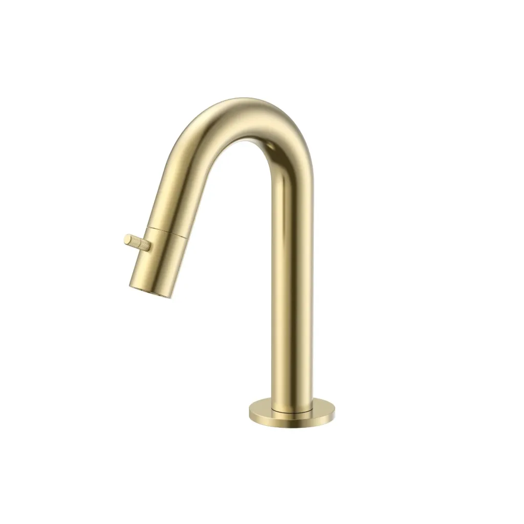 [PRM9115-BG] STRIA KOUDWATERKRAAN  - GEBOGEN UITLOOP - ZONDER AFVOERPLUG - GEBORSTELD GOUD (PVD)