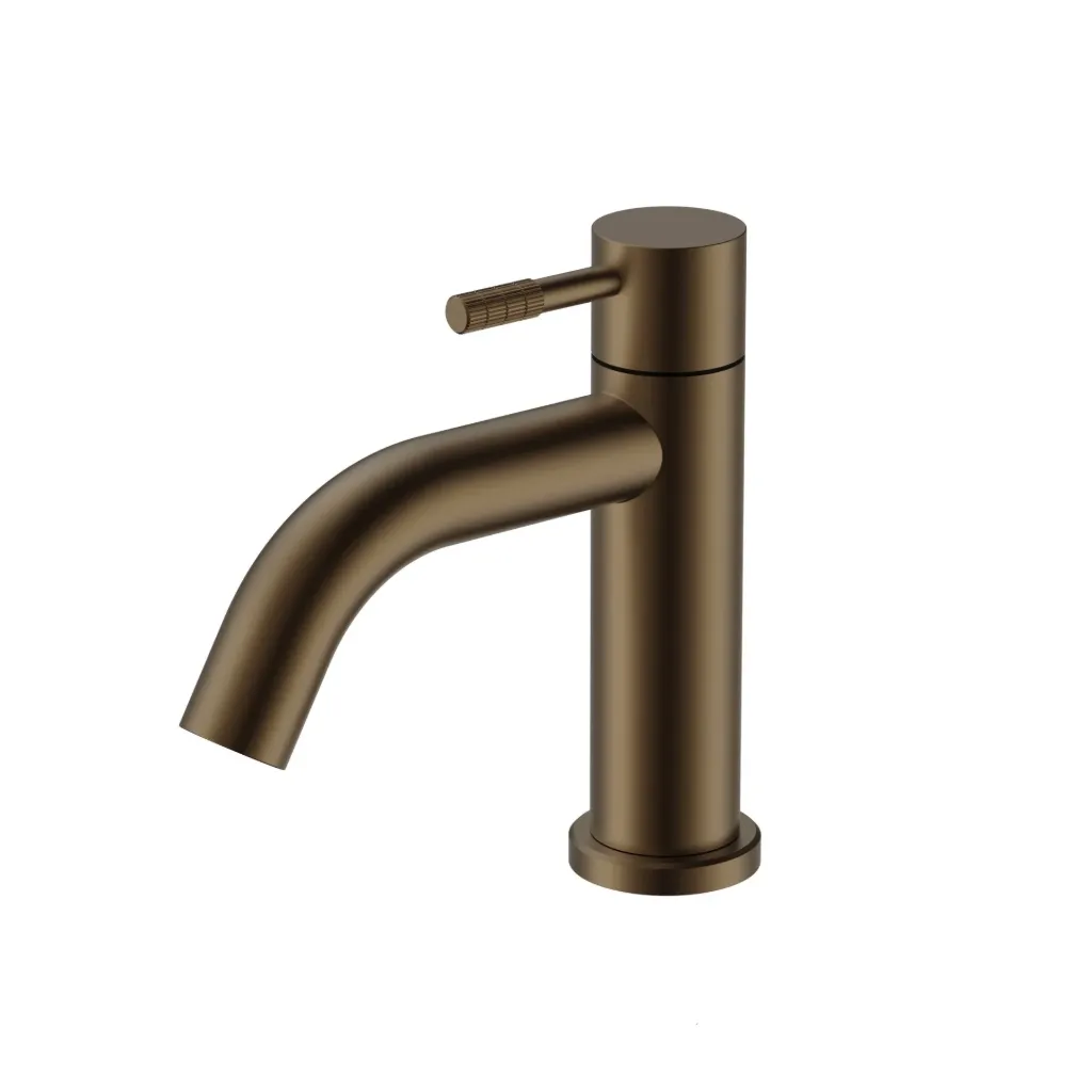 [PRM9025-BB] STRIA KOUDWATERKRAAN - HENDEL MET VERFIJNDE RIBBELSTRUCTUUR - ZONDER AFVOERPLUG - BRUIN BRONS (PVD)