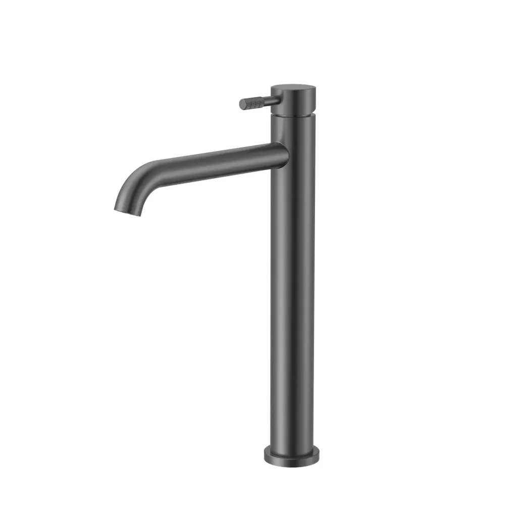 [PRM1210-GG] STRIA WASTAFELMENGKRAAN HOOG - COLD START - HENDEL MET VERFIJNDE RIBBELSTRUCTUUR - ZONDER AFVOERPLUG - GUNMETAL (PVD)
