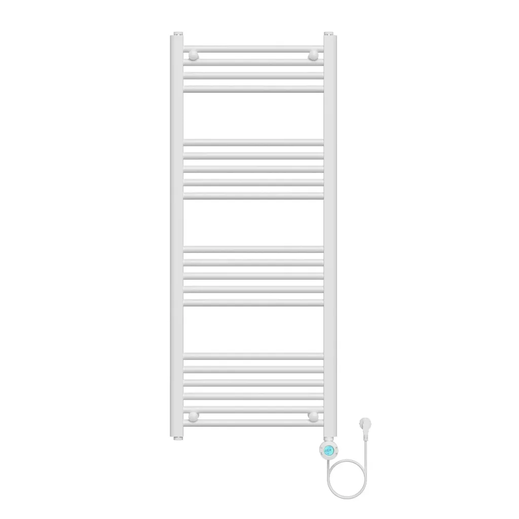 [BEWF1200500] BELRAD ELEKTRISCHE HANDDOEKDROGER - MET DIGITALE, PROGRAMEERBARE THERMOSTAAT - SMART WIFI - AANSLUITING RECHTS - 700W - 1200X500 MM - GLANZEND WIT