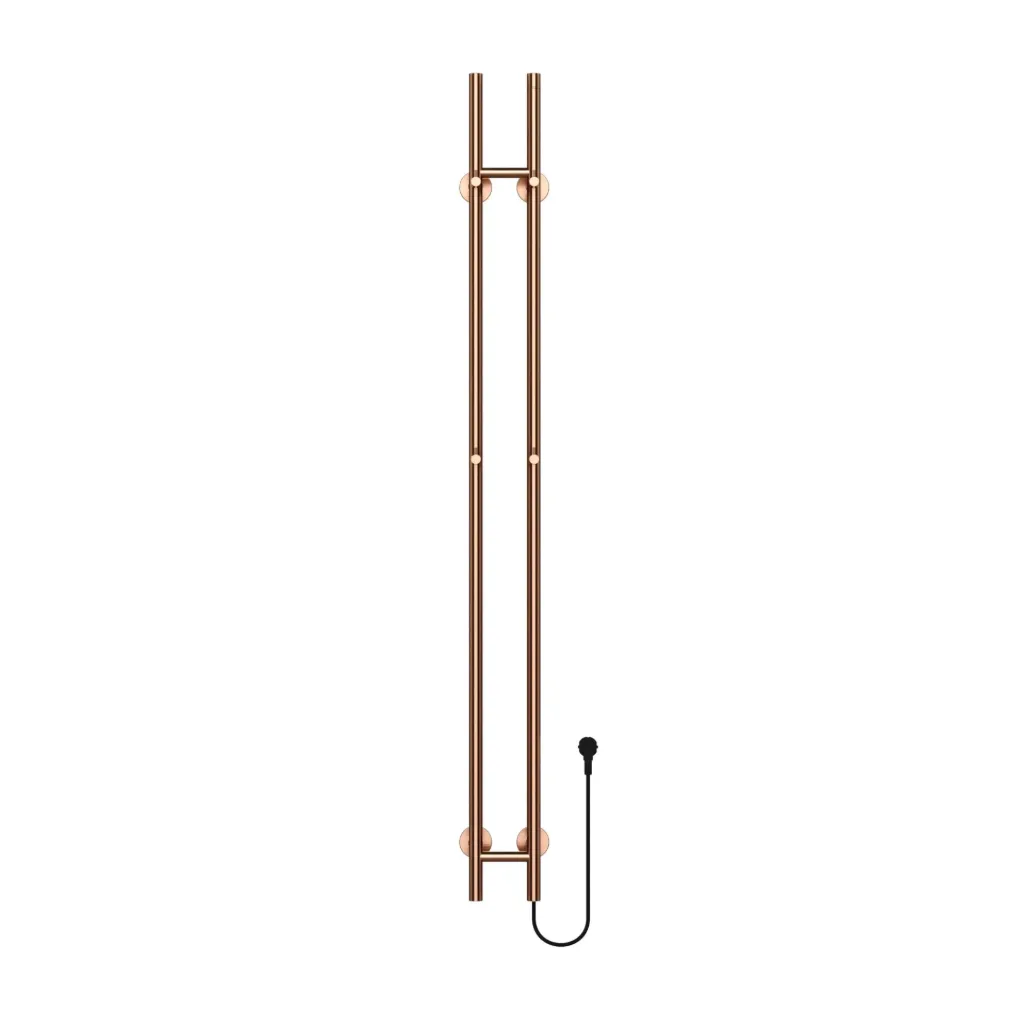 [HS1513BC] BELRAD ELEKTRISCHE STAAFHANDDOEKDROGER - DUBBEL - MET DIGITALE, PROGRAMEERBARE THERMOSTAAT - 120W - Ø2,5CM - 150X16,8X12,7 CM - GEBORSTELD KOPER