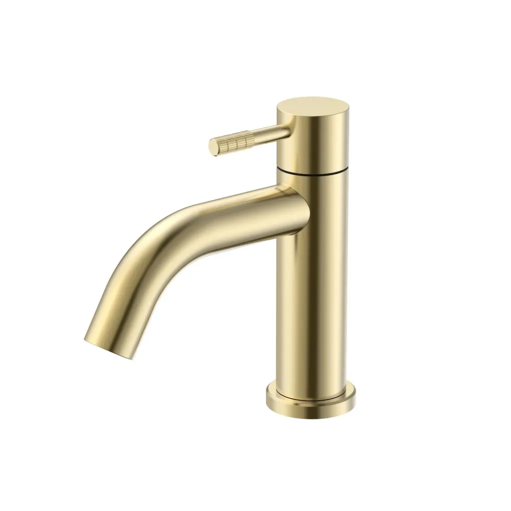 [PRM9025-BG] STRIA KOUDWATERKRAAN - HENDEL MET VERFIJNDE RIBBELSTRUCTUUR - ZONDER AFVOERPLUG - GEBORSTELD GOUD (PVD)