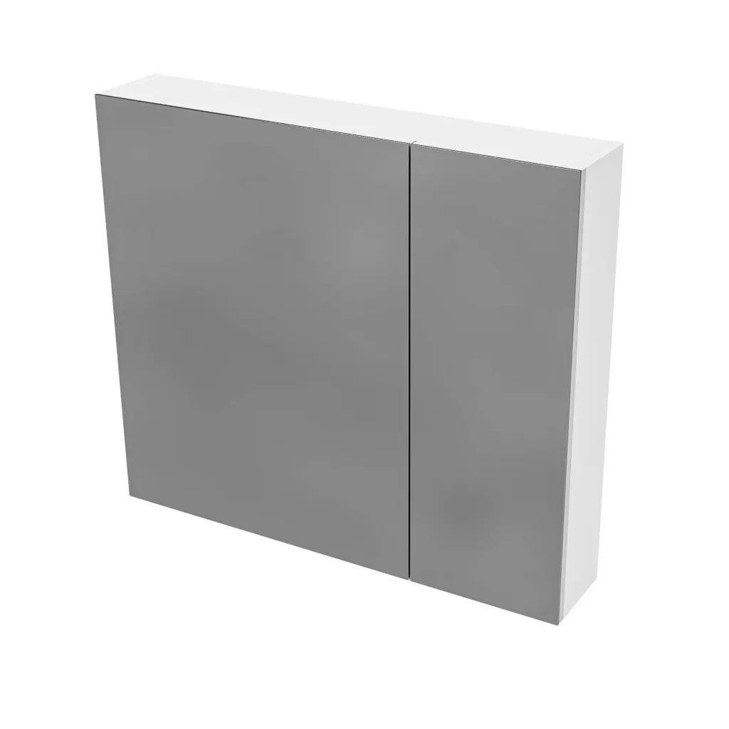 [HYT080.WIT] HAYAT SPIEGELKAST - 2 ASSYMETRISCHE, ENKELZIJDIGE SPIEGELDEUREN - 4 IN HOOGTE VERSTELBARE LEGPLANKEN - 80X70X15CM - GLANZEND WIT