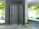 ALONI DOUCHECABINE MET SCHUIFDEUR EN ZIJWAND - 900 X 1400 X 1950 MM - MAT ZWART - HELDER GLAS