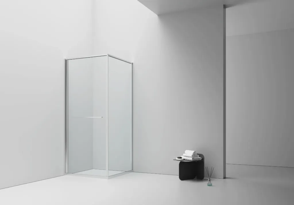 [DW-9090C] INSLIDE DOUCHECABINE - NAAR BINNEN OPENENDE SCHUIFDEUR EN ZIJWAND - RUIMTEBESPAREND - OMKEERBAAR - 6MM VEILIGHEIDSGLAS - 90X90X200 CM - CHROOM - HELDER GLAS