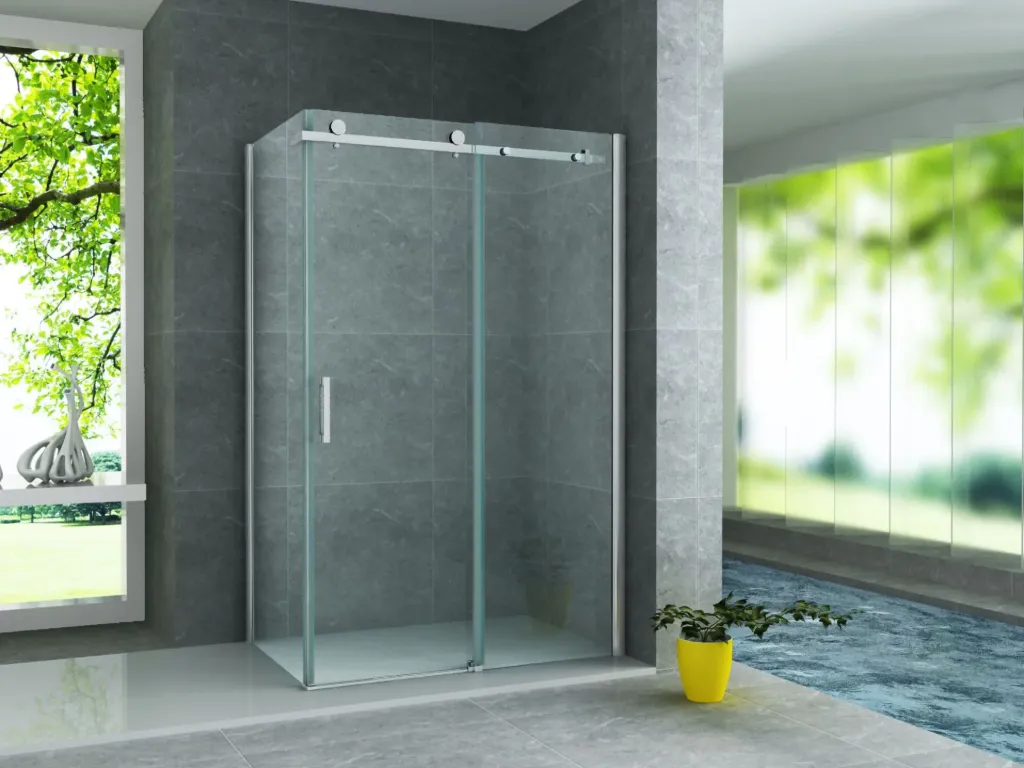 [CR045F-80120] ALONI DOUCHECABINE - SCHUIFDEUR EN ZIJWAND - 800X1200X1950MM - CHROOM - HELDER GLAS