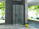 ALONI DOUCHEWAND - DRAAIDEUR EN ZIJWAND - 900X900X1900MM - MAT ZWART - HELDER GLAS