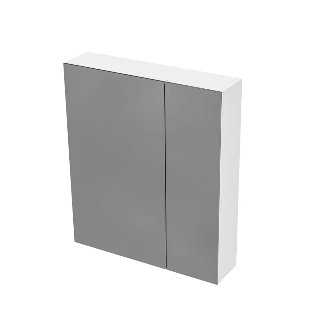 [HYT060.WIT] HAYAT SPIEGELKAST - 2 ASSYMETRISCHE, ENKELZIJDIGE SPIEGELDEUREN - 4 IN HOOGTE VERSTELBARE LEGPLANKEN - 60X70X15CM - GLANZEND WIT