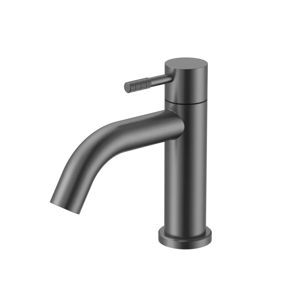 [PRM9025-GG] STRIA KOUDWATERKRAAN - HENDEL MET VERFIJNDE RIBBELSTRUCTUUR - ZONDER AFVOERPLUG - GUNMETAL (PVD)
