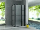 ALONI DOUCHEWAND - DRAAIDEUR EN ZIJWAND - 900X1200X2000MM - MAT ZWART - HELDER GLAS