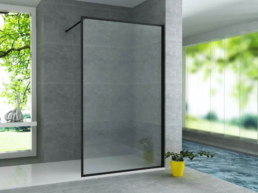 [RECO80] ALONI INLOOPDOUCHE MET KADER - 800X2000MM - MAT ZWART - HELDER GLAS