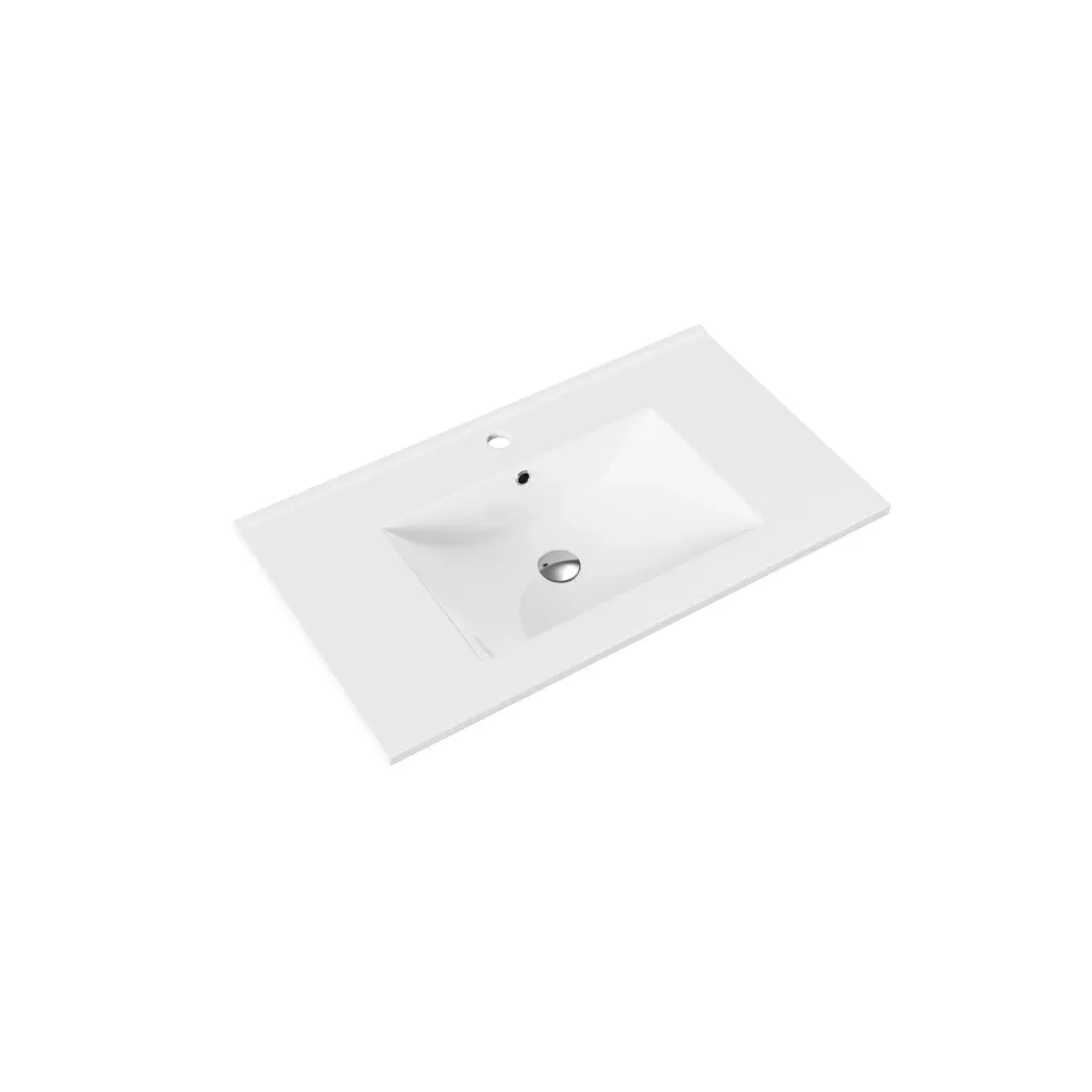 [PB-KEY-80] ALONI HAYAT WASTAFEL - 1 WASBAK - MET OVERLOOP - 1 KRAANGAT - KUNSTMARMER - 80X1,5X45 CM - GLANZEND WIT