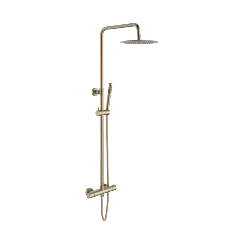 [OPT1BG-1] ALONI OPTIMA RONDO REGENDOUCHESET - THERMOSTATISCH - OPBOUW - BELGAQUA - GEBORSTELD GOUD (PVD)