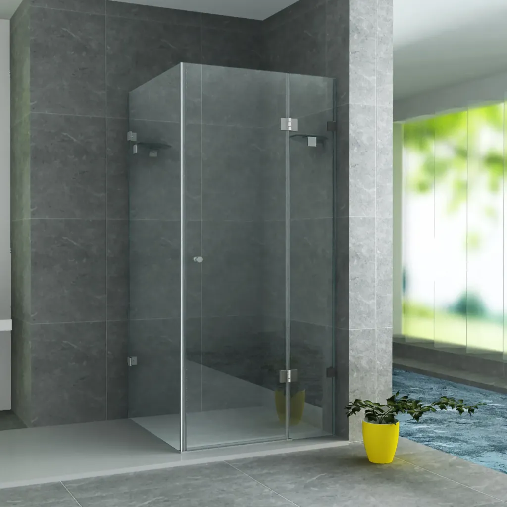 ALONI DOUCHEWAND - DRAAIDEUR EN ZIJWAND  - 900X900X1950MM - CHROOM - HELDER GLAS