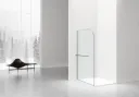CURVY INLOOPDOUCHE MET HANDDOEKHOUDER - GEBOGEN - MET ANTI-KALKBEHANDELING - OMKEERBAAR - 8MM VEILIGHEIDSGLAS - 120X200CM - GUNMETAL - HELDER GLAS