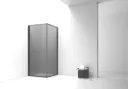 INSLIDE DOUCHECABINE - NAAR BINNEN OPENENDE SCHUIFDEUR EN ZIJWAND - RUIMTEBESPAREND - OMKEERBAAR - 6MM VEILIGHEIDSGLAS - 90X90X200 CM - MAT ZWART - GRIJS ROOKGLAS