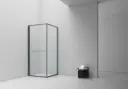 INSLIDE DOUCHECABINE - NAAR BINNEN OPENENDE SCHUIFDEUR EN ZIJWAND - RUIMTEBESPAREND - OMKEERBAAR - 6MM VEILIGHEIDSGLAS - 90X90X200 CM - GUNMETAL - HELDER GLAS