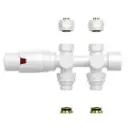 BELRAD RADIATORKRAAN - THERMOSTATISCH - MIDDENAANSLUITING - MUUR-EN VLOERAANSLUITING - GLANZEND WIT