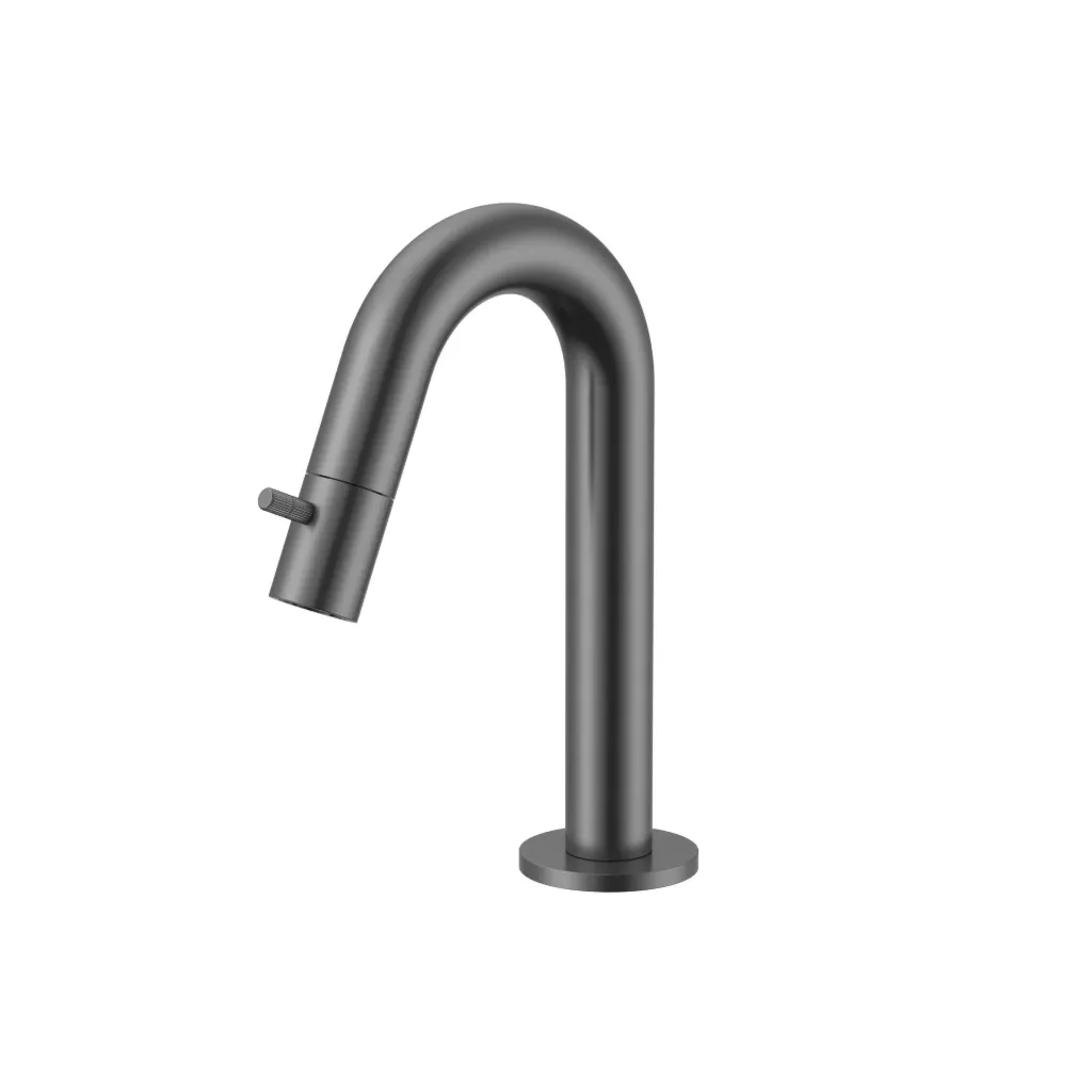 [PRM9115-GG] STRIA KOUDWATERKRAAN  - GEBOGEN UITLOOP - ZONDER AFVOERPLUG - GUNMETAL (PVD)