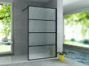 ALONI INLOOPDOUCHE MET RASTER DECOR - 1400X2000MM - MAT ZWART - HELDER GLAS