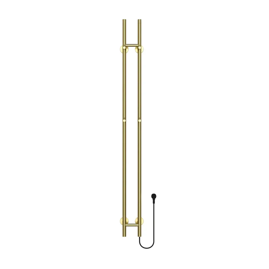 [HS1513BG] BELRAD ELEKTRISCHE STAAFHANDDOEKDROGER - DUBBEL - MET DIGITALE, PROGRAMEERBARE THERMOSTAAT - 120W - Ø2,5CM - 150X16,8X12,7 CM - GEBORSTELD GOUD