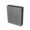 HAYAT SPIEGELKAST - 2 ASSYMETRISCHE, ENKELZIJDIGE SPIEGELDEUREN - 4 IN HOOGTE VERSTELBARE LEGPLANKEN - 60X70X15CM - MAT ZWART