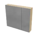 HAYAT SPIEGELKAST - 2 ASSYMETRISCHE, ENKELZIJDIGE SPIEGELDEUREN - 4 IN HOOGTE VERSTELBARE LEGPLANKEN - 80X70X15CM - EIK