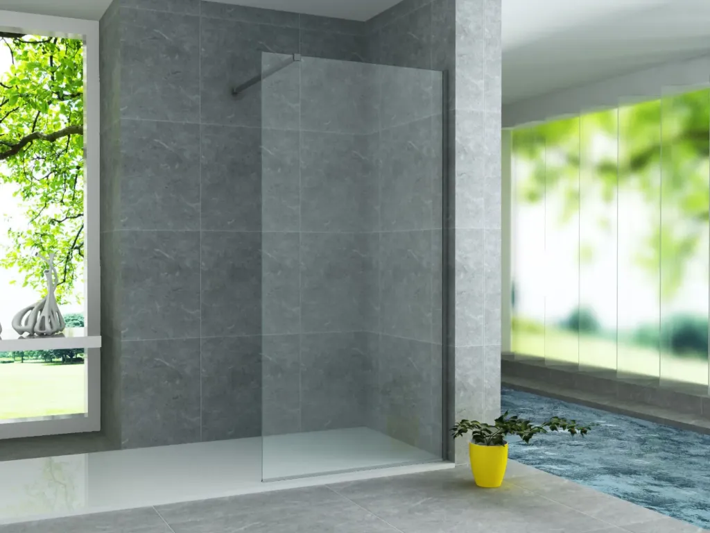 [GLS80] ALONI GLASWAND VOOR INLOOPDOUCHE - 800X 2000MM - HELDER GLAS