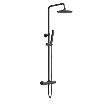 [OPT1B] ALONI OPTIMA RONDO REGENDOUCHESET - THERMOSTATISCH - OPBOUW - BELGAQUA - MAT ZWART