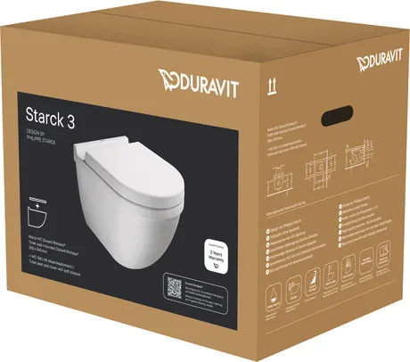 DURAVIT Starck 3 WC-pack (wc + wc-zitting) hangend  401x450x565 Wit hoogglans