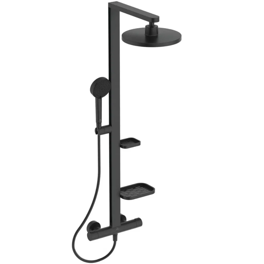 Douchesysteem met CeraTherm douchethermostaat, handdouche Ø 100 mm 8 l/min 2F, hoofddouche Ø 260 mm 12 l/min 2F, IdealFlex 1750 mm en 2 legschalen